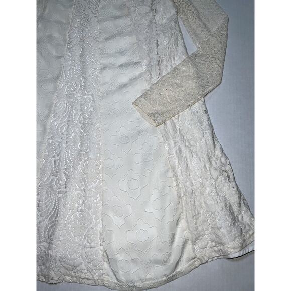 Anthropologie HD in Paris Enid Swing Dress Size M Ivory Lace High Neck Long Slv - Picture 4 of 15